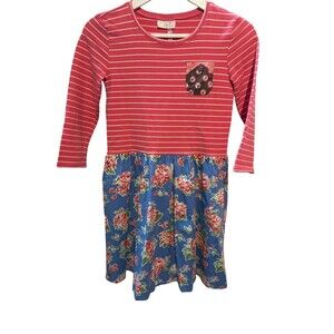 435 Matilda Jane Friends Forever Abigail Dress Size 12 Long Sleeve Floral Stripe